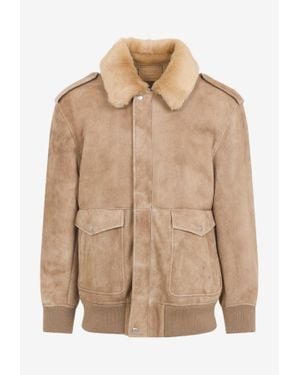 Prada Suede Bomber Jacket - Natural