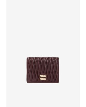 Miu Miu Matelassé Lambskin Quilted Wallet - Purple
