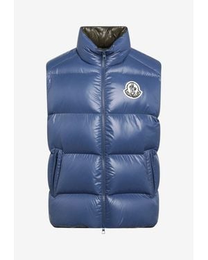 Moncler Nylon Laqué Zip-Up Padded Vest - Blue