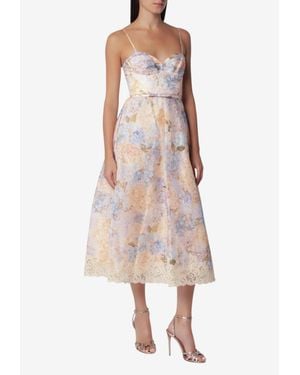 Zimmermann Valiant Hydrangea Print Midi Dress - Pink