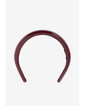 Miu Miu Logo Plaque Patent Leather Headband - Red