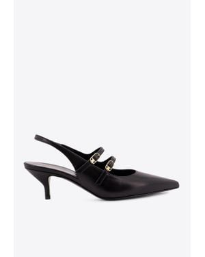Celine Judy 55 Double Strap Mary-Jane Slingback Court Shoes - White