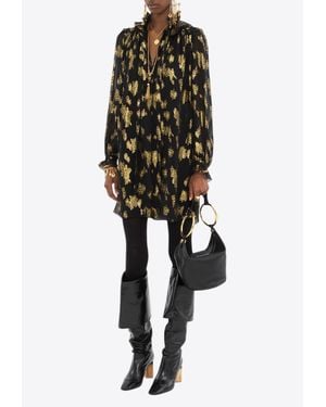 Chloé Floral Brocade Mini Dress - Black