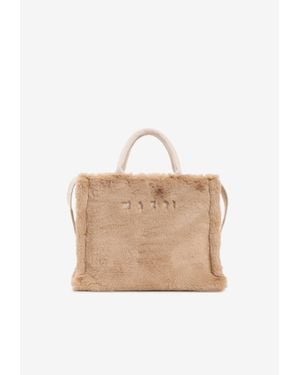 Marni Small Fur Tote Bag - Natural