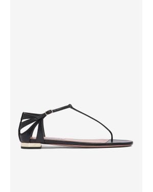Aquazzura Frida Leather Thong Sandals - Black