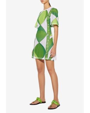PUCCI Pesci Print Mesh Mini Dress - Green