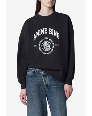 Anine Bing Miles Collegiate Oversized Sweatshirt - Blue