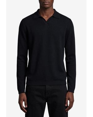 The Row Ripley V-Neck Cashmere Polo Sweater - Black