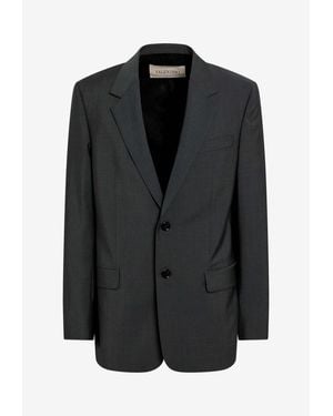 Valentino Single-Breasted Wool Blazer - Black