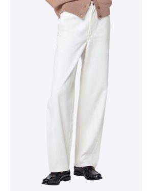 Maison Kitsuné Wide-Leg Casual Pants - White