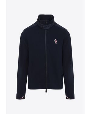 Moncler Logo Patch Zip-Up Cardigan - Blue