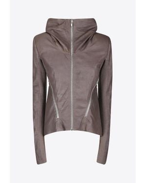 Rick Owens Naska Zip-Up Leather Biker Jacket - Brown