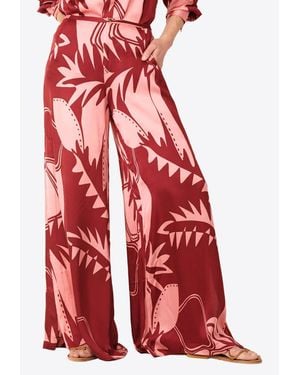 Poupette Clea Printed Wide-Leg Pants - Red