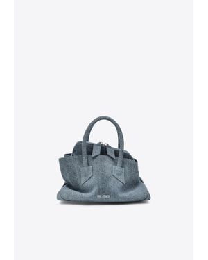 The Attico Mini La Passeggiata Washed Denim Handbag - Blue