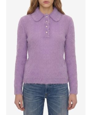 Chloé Brushed Alpaca Polo Sweater - Purple