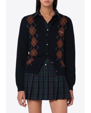 Miu Miu Diamond Pattern Cashmere Cardigan - Black