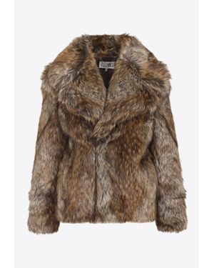MM6 by Maison Margiela Open-Front Faux Fur Coat - Brown