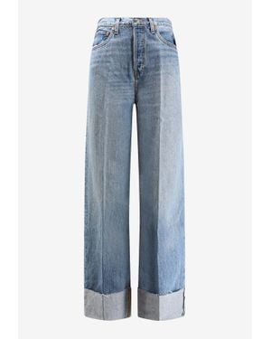 RE/DONE Washed Straight-Leg Jeans - Blue