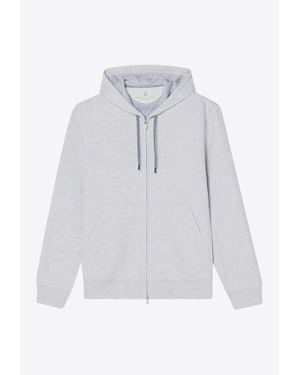 Brunello Cucinelli Double French Terry Zip-Up Hooded Sweatshirt - White