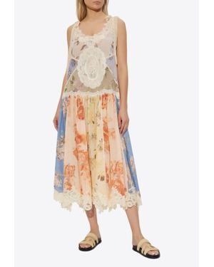 Zimmermann Cascadian Lace Floral Midi Dress - Multicolor