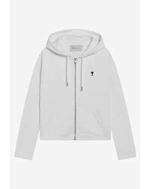 Ami Paris Ami De Coeur Zip-Up Sweatshirt - White