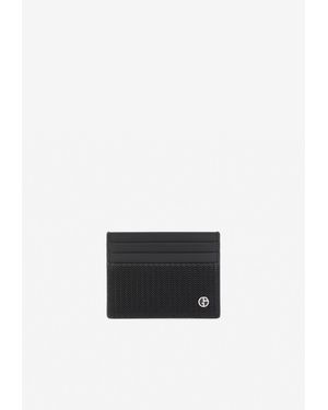 Giorgio Armani Logo Plaque Textured Leather Cardholder - White
