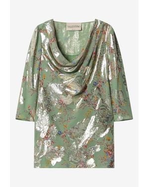 Valentino Printed Lurex Top - Green
