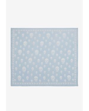 McQueen Classic Skull Silk Foulard - Blue