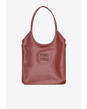 Miu Miu Ivy Leather Tote Bag - Red