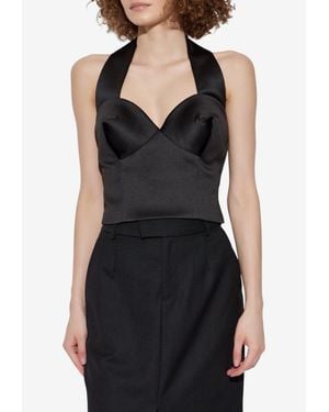 Marc Jacobs Halterneck Satin Cropped Top - Black