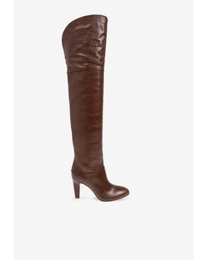 Chloé Eve 85 Over-The-Knee Leather Boots - Brown
