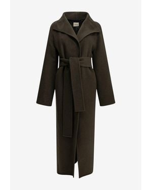 KHAITE Romare Long Coat With Removable Belt - Black
