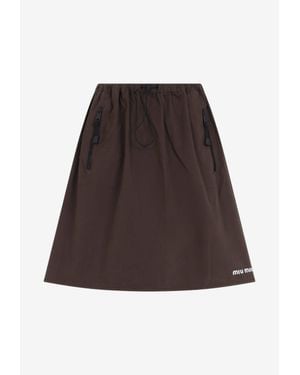 Miu Miu Embroidered Logo Mini Skirt - Brown