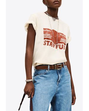 Ba&sh Patterned Crewneck T-Shirt - Blue