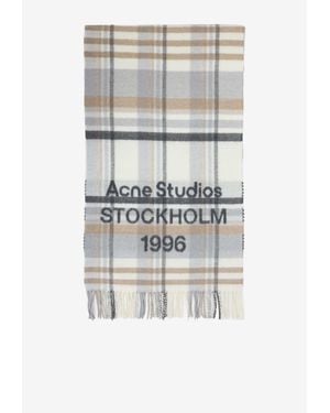Acne Studios Wool And Cashmere Check Scarf - Grey