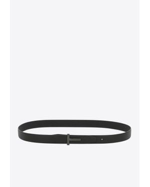 Tom Ford T-Bar Reversible Leather Belt - White