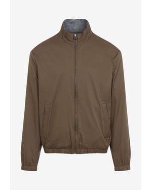 Canali Reversible Technical Zip-Up Jacket - Brown