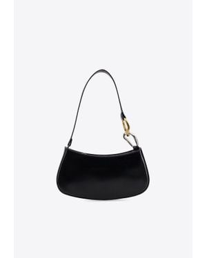 STAUD Ollie Polished Leather Shoulder Bag - White