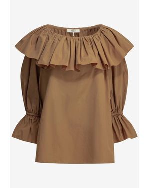 Chloé Ruffled Sleeved Top - Brown
