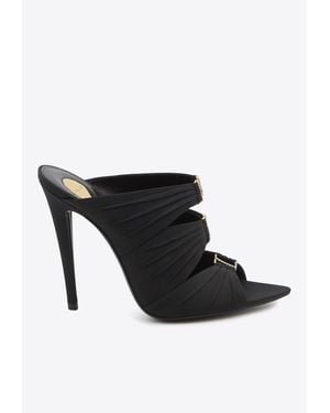 Saint Laurent Emilie 110 Satin Crepe Mules - Black