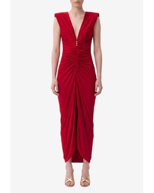 Versace V-Neck Gathered Maxi Dress