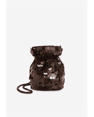 P.A.R.O.S.H. Gipsy Sequined Bucket Bag - White