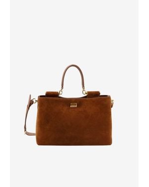 Dolce & Gabbana Medium Vittoria Suede Shoulder Bag - Brown