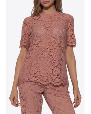 Dolce & Gabbana Floral Lace Top - Red
