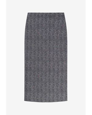 Givenchy Herringbone Pencil Skirt - Grey