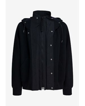 Sacai Zip-Up Layered Hooded Jacket - Black