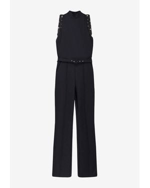 La Petite Robe Di Chiara Boni Taevy High-Neck Beaded Jumpsuit - Blue