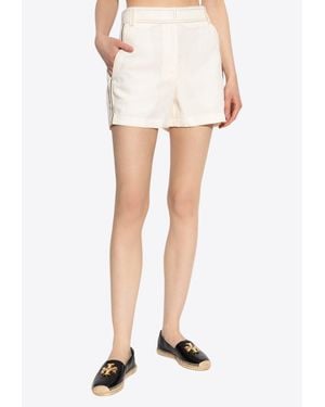 Tory Burch Mini Linen Shorts - White
