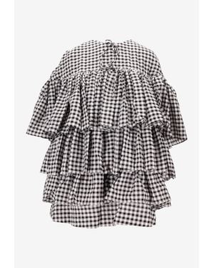 MERYLL ROGGE Gingham Check Ruffled Mini Dress - White