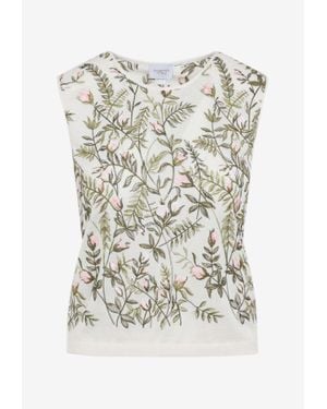 Giambattista Valli Floral-Embroidered Cashmere And Silk Top - White